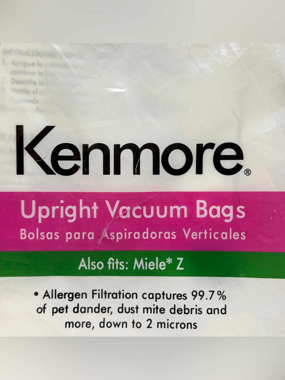 Kenmore Upright Vacuum Bags Fits styles U L O Miele Z Allergen Filtration 8 Pc